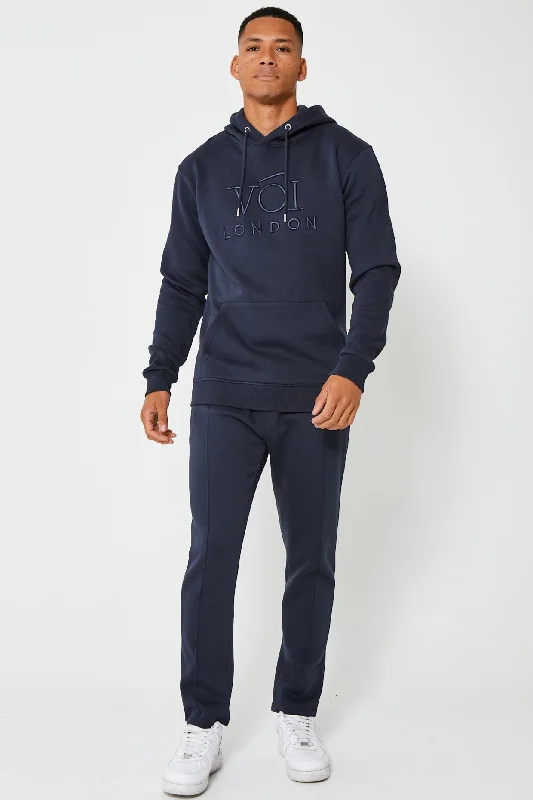 Urban Relaxed Urban Wear Holloway Road Fleece Tracksuit - Navy