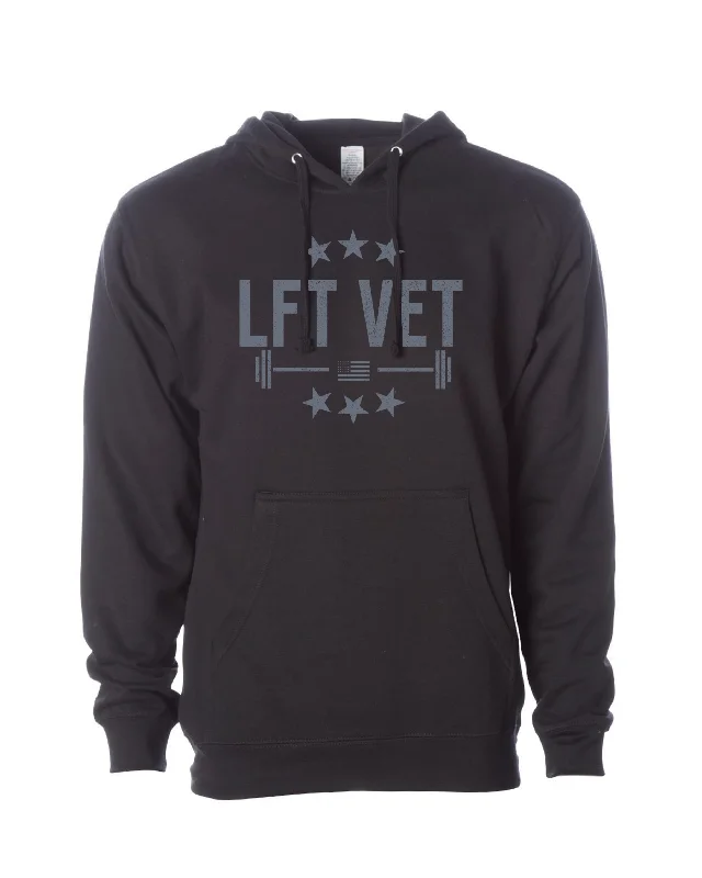 Edgy Monochrome Stylish Simplicity LFTVET Barbell Hoodie- Black
