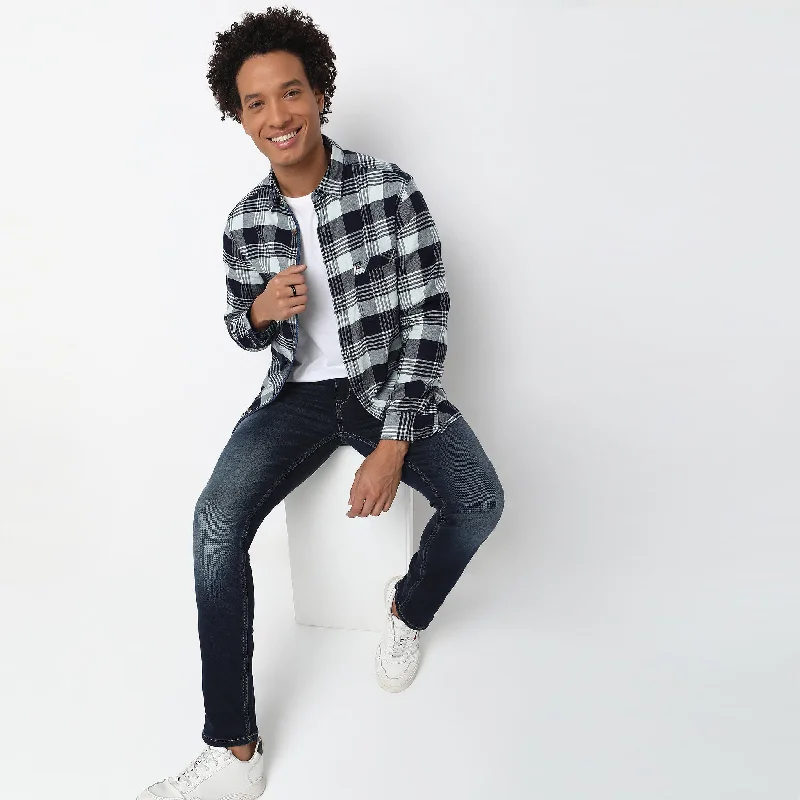 Cruiser™ Authentic Indigo Regular Fit Shirt Classic Checks Perfect Denim Companion