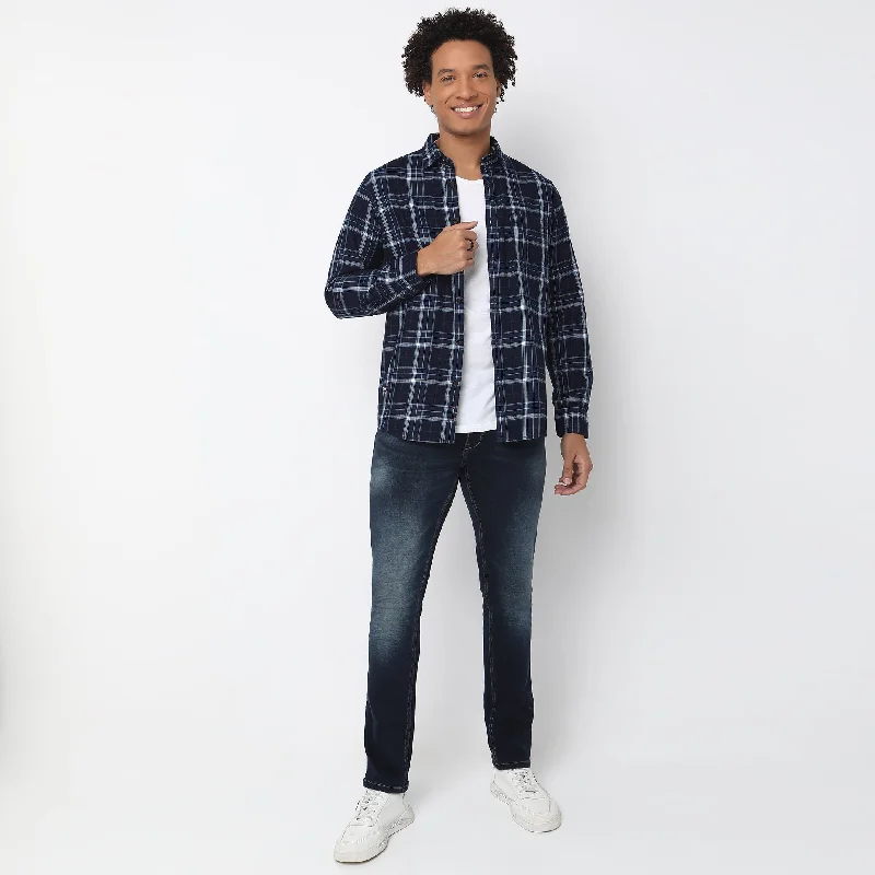 Cruiser™ Authentic Indigo Regular Fit Shirt Classic Checks Perfect Denim Companion