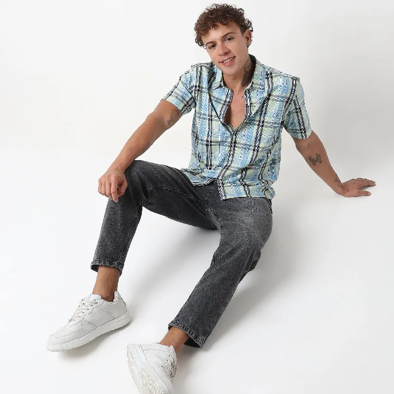 Monochrome Classic Timeless Look Relaxed Shirts Regular Fit Checkered Shirt