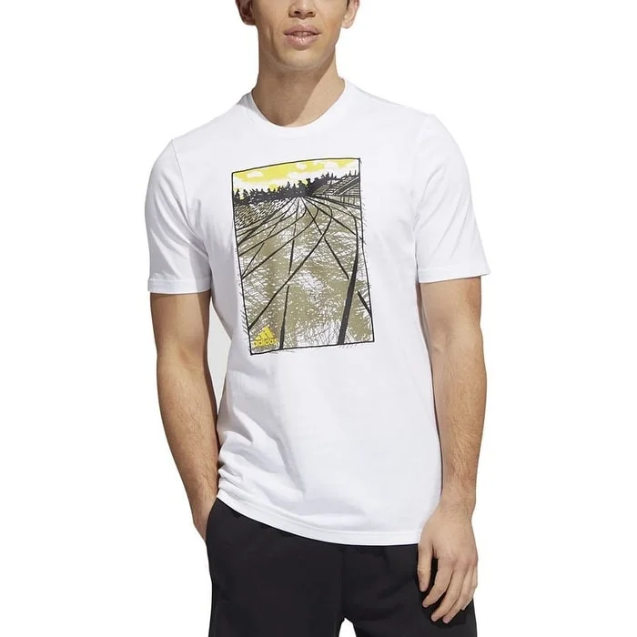 Adidas Men's Sketch Track Graphic T-Shirt White Size Xx-Large