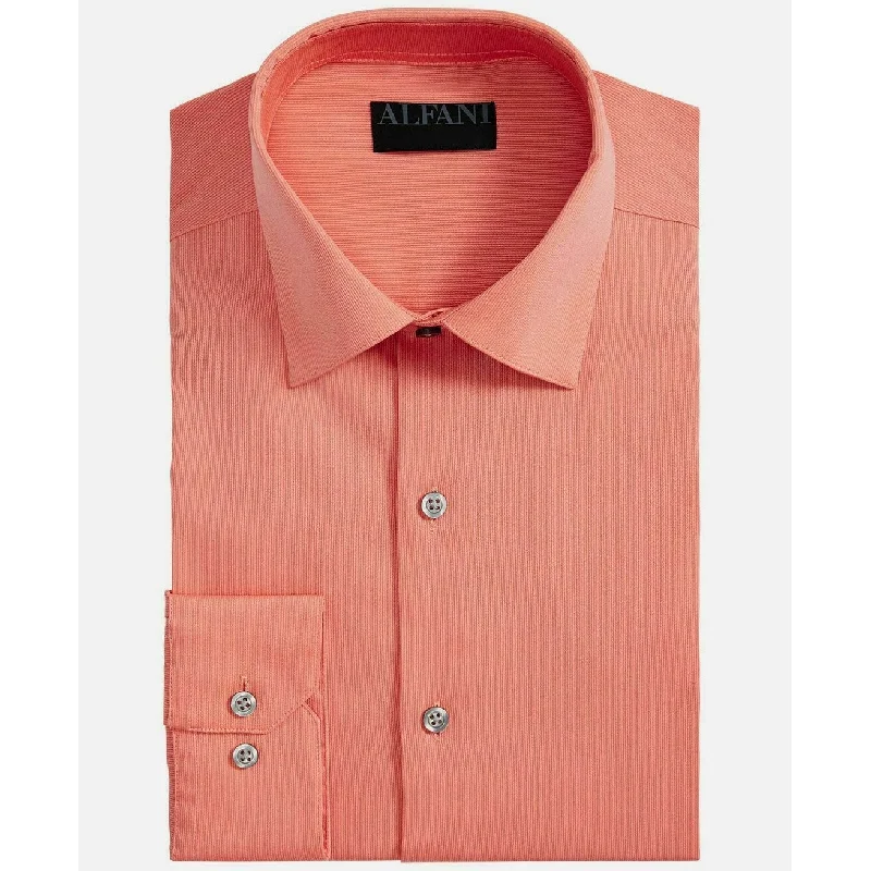 Alfani Men's Bedford Cord Classic Fit Dress Shirt Orange Size 34-35