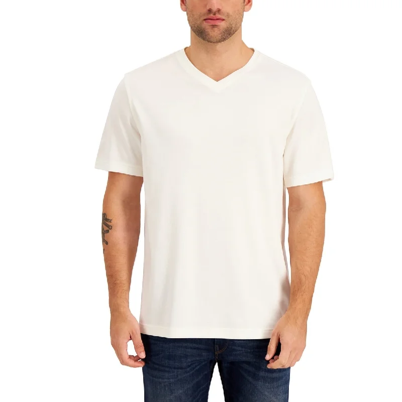 Alfani Men's Relaxed Fit Supima Blend V Neck T-Shirt White Size Small