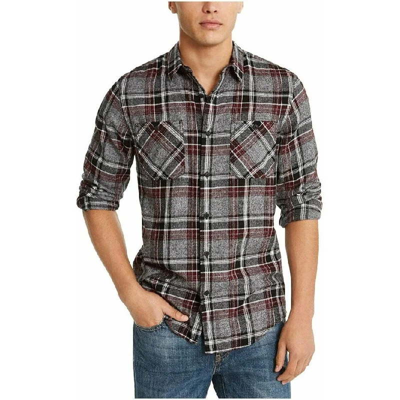 American Rag Men's Alex Plaid Shirt Gray Size 2 Extra Large