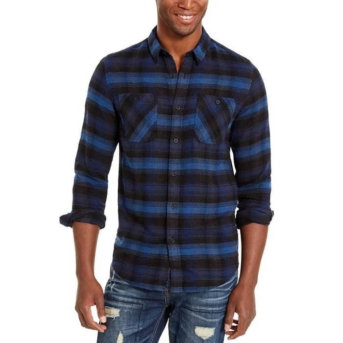 American Rag Men's Jason Plaid 2.0 Shirt Navy Size Small