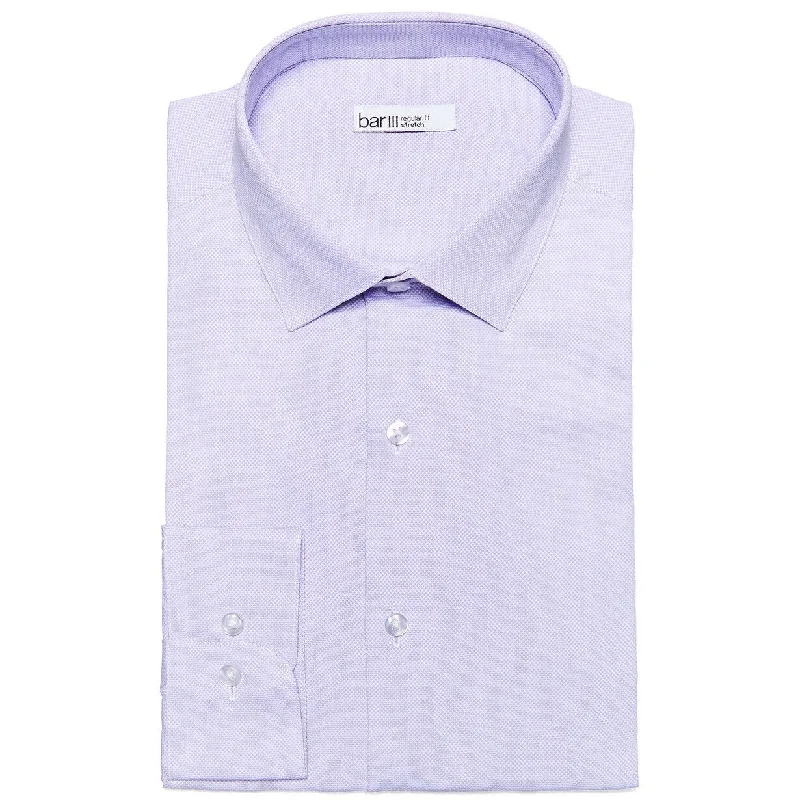 Bar III Men's Max Slim-Fit Textured Dress Shirt Purple Size 14-32-33