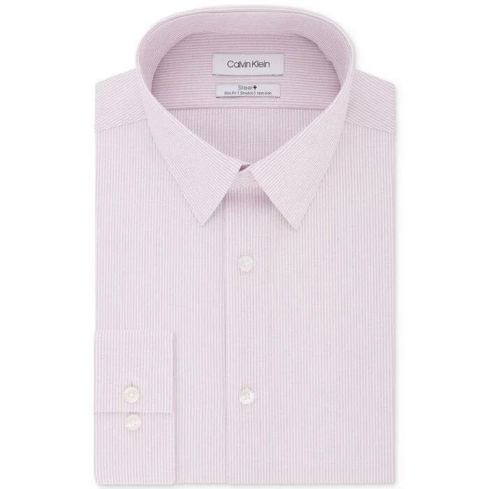 Calvin Klein Men's Button Down Slim Fit Shirt Pink Size 34X35