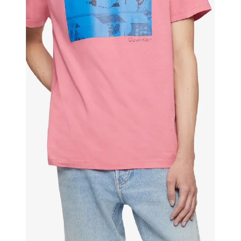 Calvin Klein Men's Relaxed Fit Logo Graphic Print T-Shirt Pink Size Medium