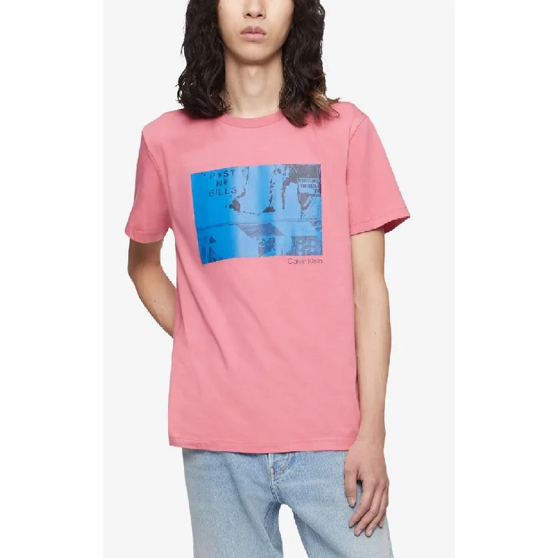 Calvin Klein Men's Relaxed Fit Logo Graphic Print T-Shirt Pink Size X-Large