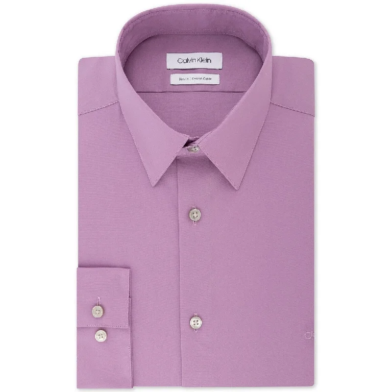 Calvin Klein Men's Slim-Fit Flex Collar Dress Shirt Purple 17.5x32-33