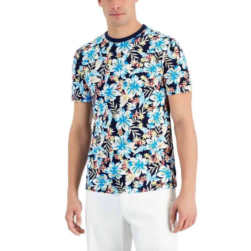 Club Room Men's Floral Graphic T-Shirt Blue Size Small