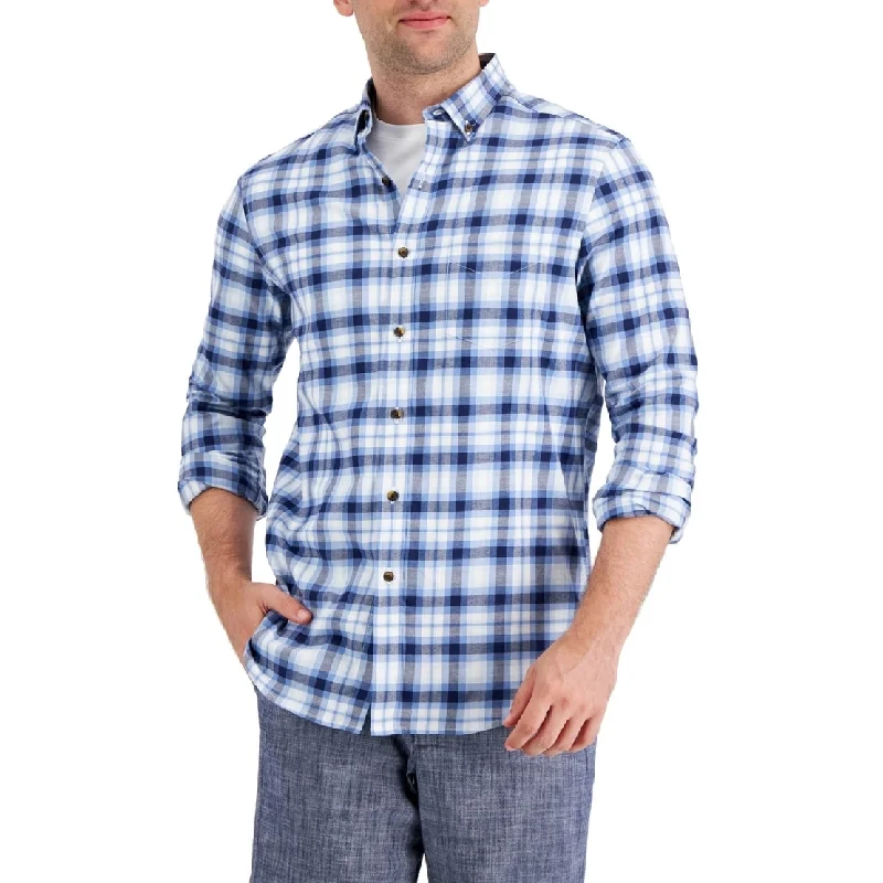 Club Room Men's Regula Fit Brushed Plaid Shirt Blue Size XX-Large