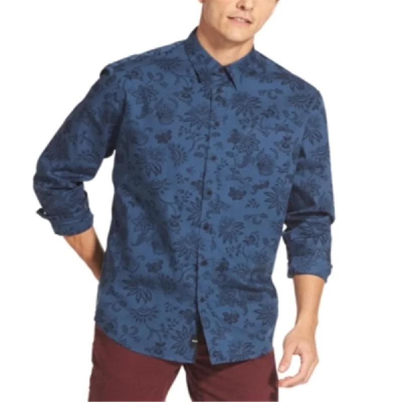 DKNY Men's Floral Work Wear Casual Shirt Blue Size XX-Large