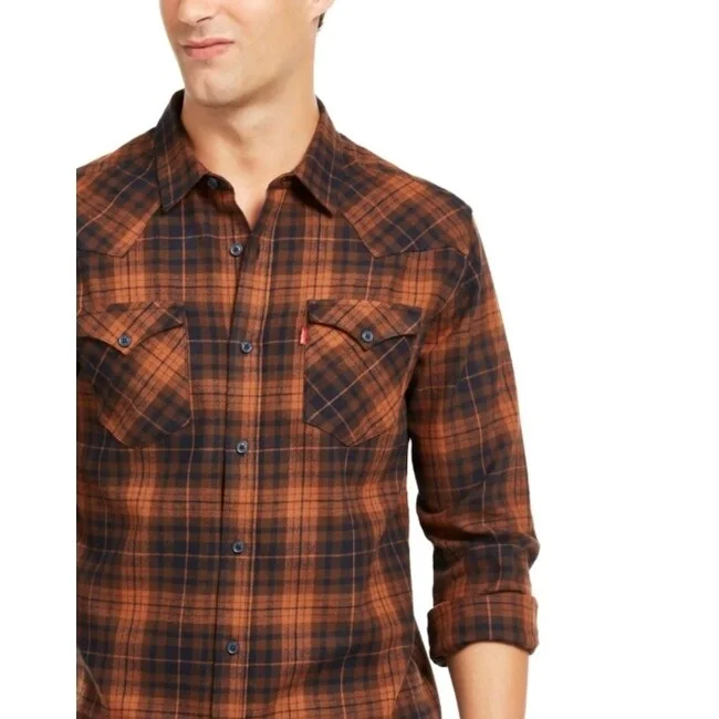 Levi's Men's Plaid Flannel Shirt Blue/Brown Size Small