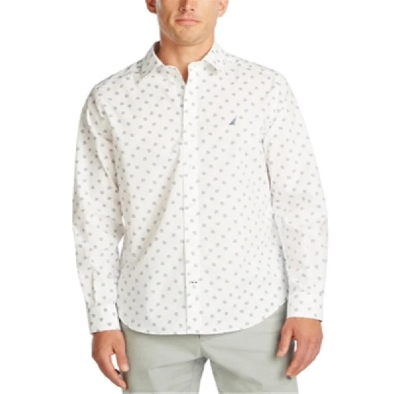 Nautica Men's Sail Navtech Wrinkle Resistant Print Shirt White Size XXL