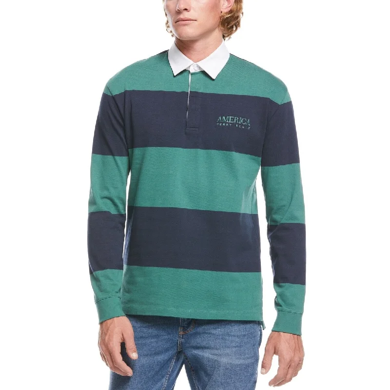 Perry Ellis Men's Striped Rugby Shirt Green Size XX-Large