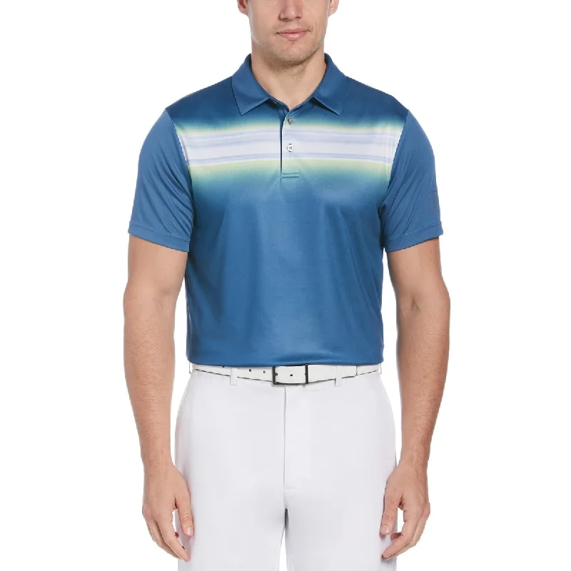 Pga Tour Men's Blurred Chest Stripe Golf Polo Blue Size Large