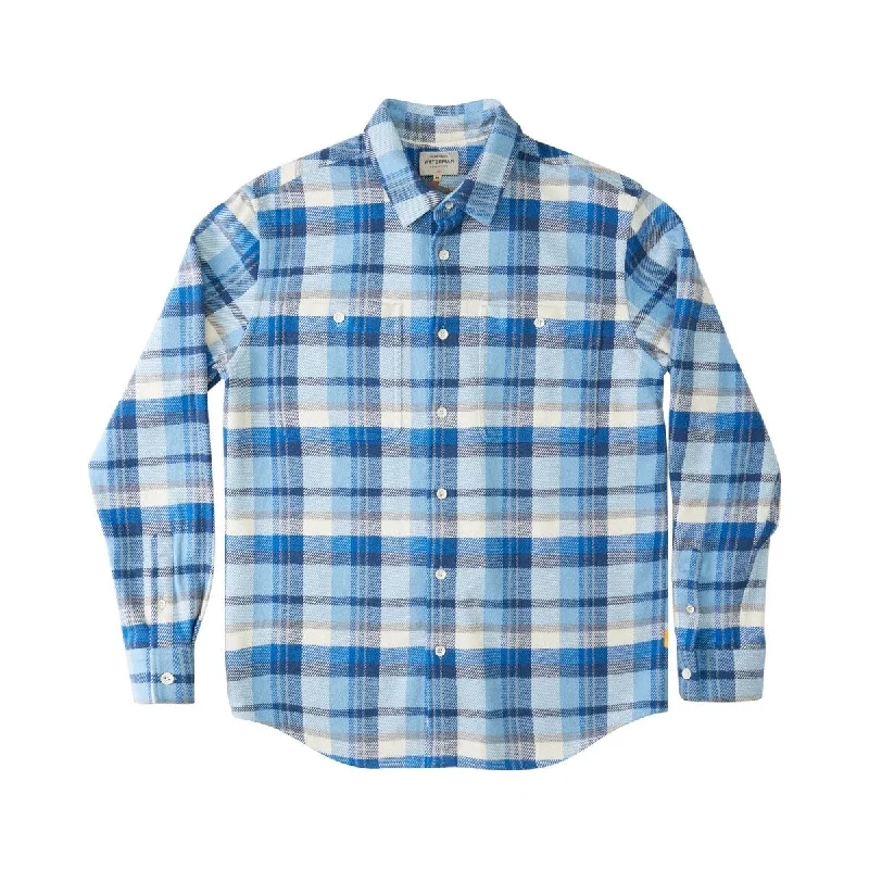 Quiksilver Waterman Men's Long Sleeve Thunder Sets Flannel Shirt Blue