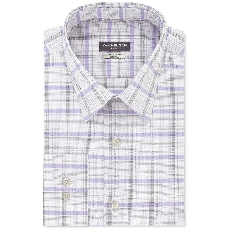 Van Heusen Men's Classic/Regular-Fit Stretch Flex Check Dress Shirt Gray 17.5-32-33