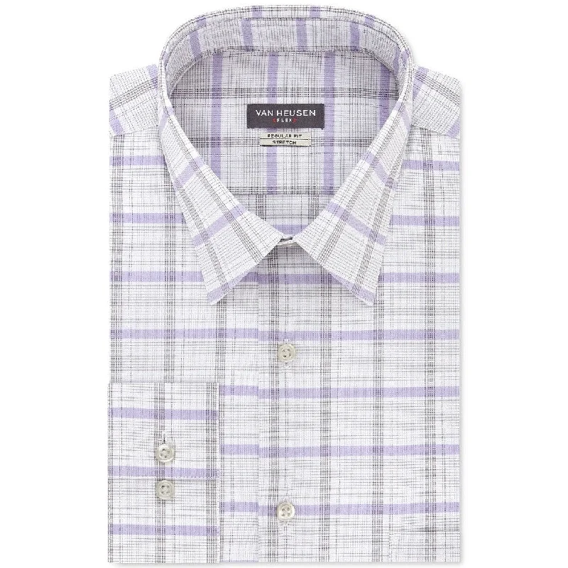 Van Heusen Men's Flex Collar Check Dress Shirt Gray Size 16-36-37