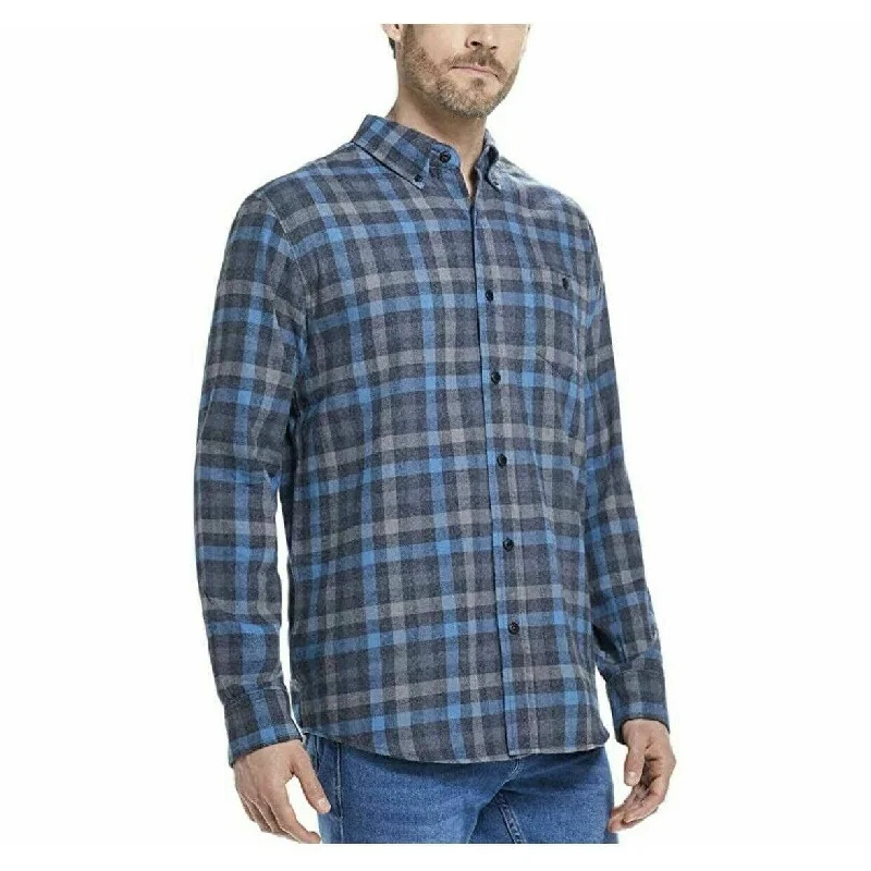 Weatherproof Vintage Men's Brushed Flannel Plaid Shirt Blue Size XX-Large