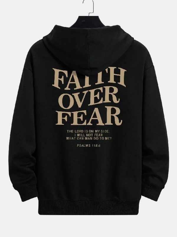 Faith Over Fear Print Relax Fit Hoodie