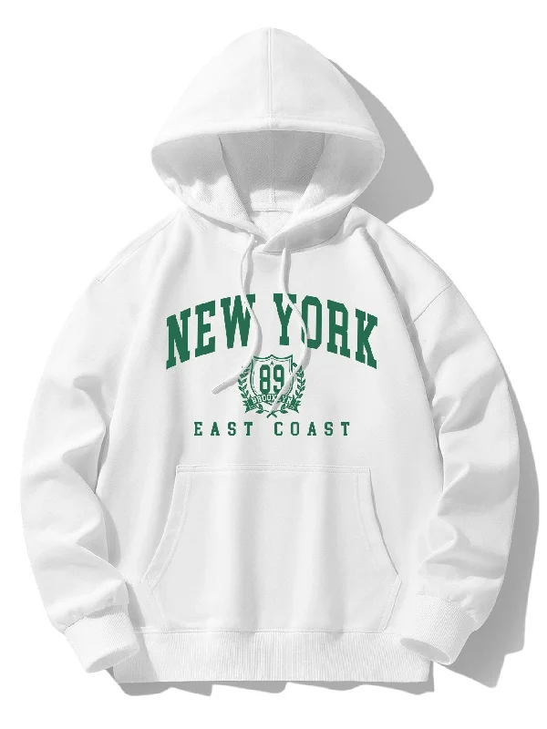 New York Varsity Print Cotton Blend Hoodie