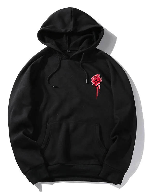 Red Rose Print Hoodies