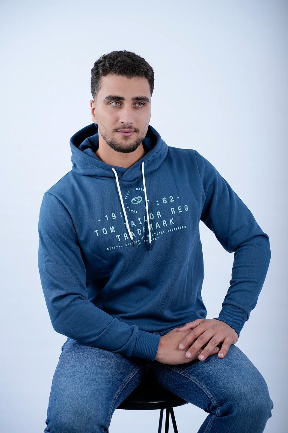 Tom Tailor Blue Hoodie With Logo Front Design