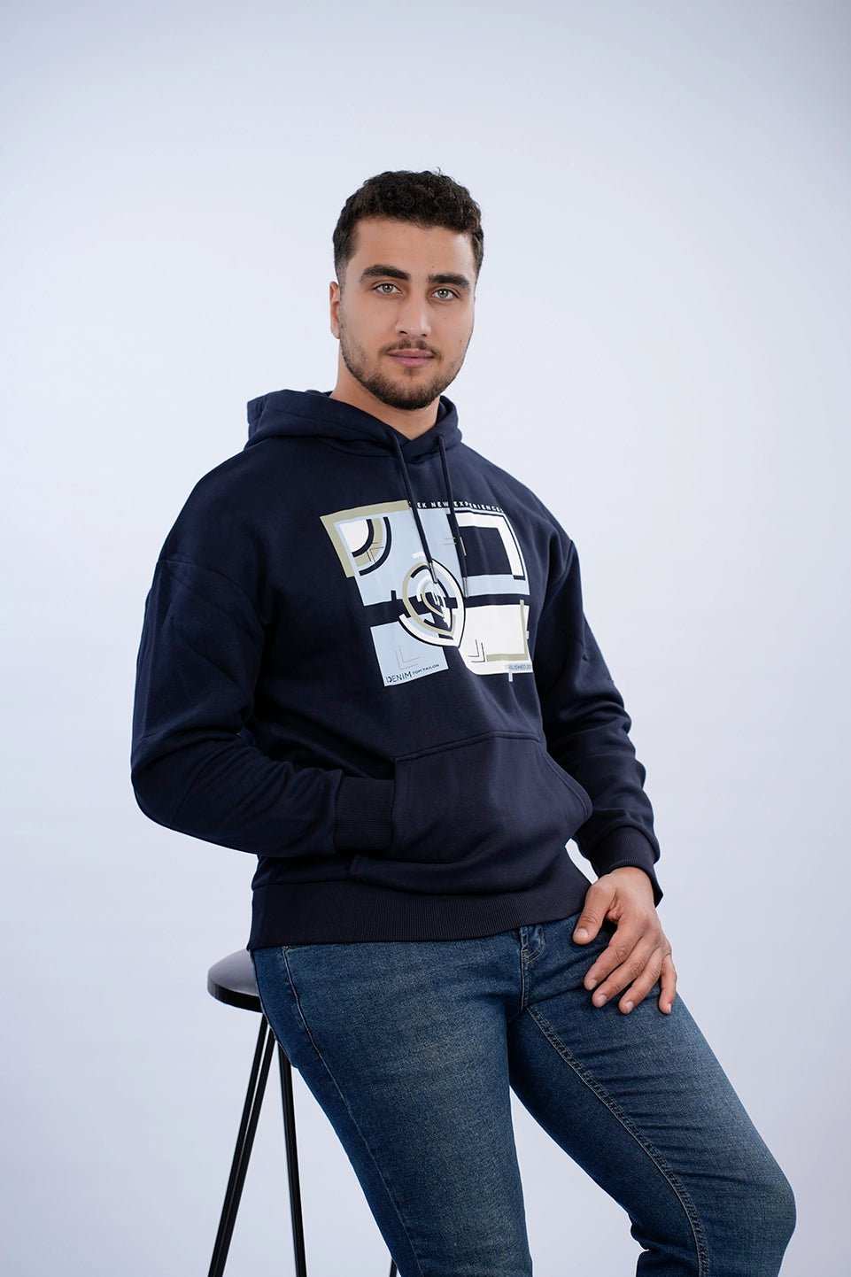 Tom Tailor Navy Hoodie With Front Print