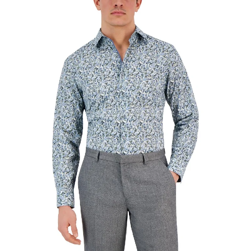 Bar III Mens   Floral Print Cotton Button-Down Shirt