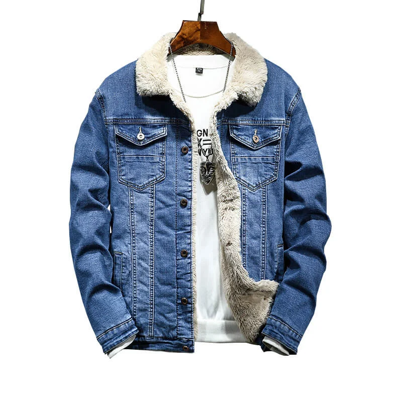 Newest Thick Men's Denim Jacket Long Sleeve Denim Jacket Coats