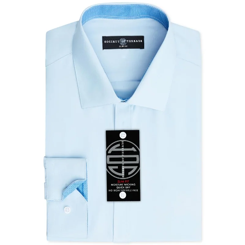 Society of Threads Mens Slim Fit Button-Down Dress Shirt