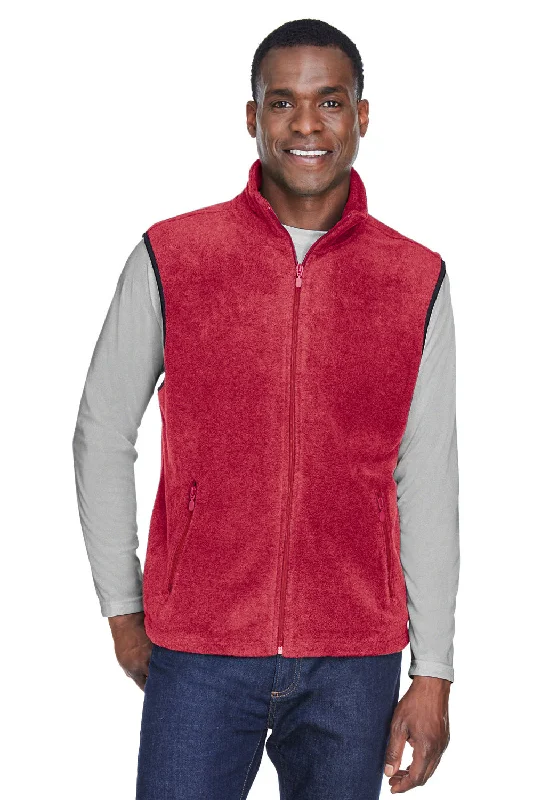 Harriton Mens Pill Resistant Fleece Full Zip Vest - Red