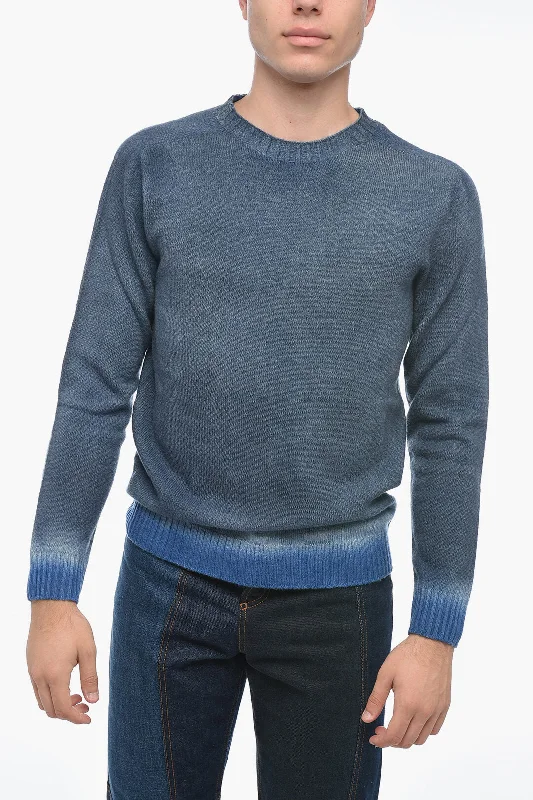 Altea Crew Neck Cashmere Blend Sweater with Degradè Bottom