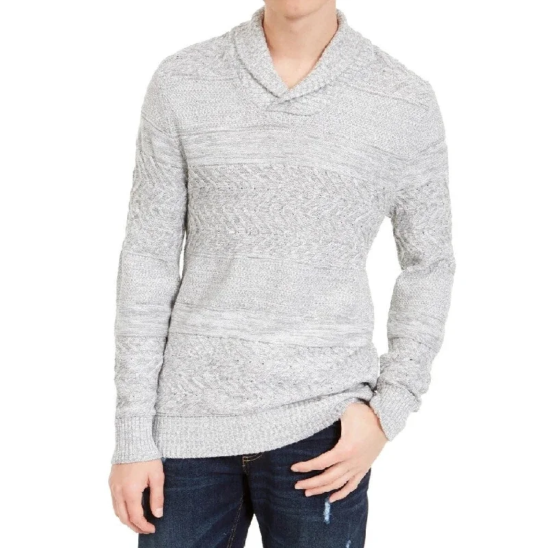 American Rag Men's Multi-Textured Shawl-Collar Sweater Gray