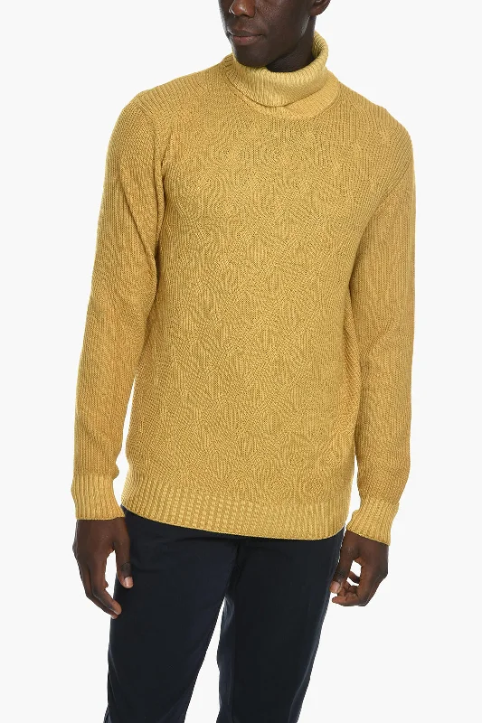 Corneliani Id Turtleneck Aran Virgin Wool Pullover