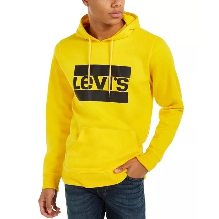 Levi's Men's Burndlen Fleece Logo Hoodie Yellow Size X-Large