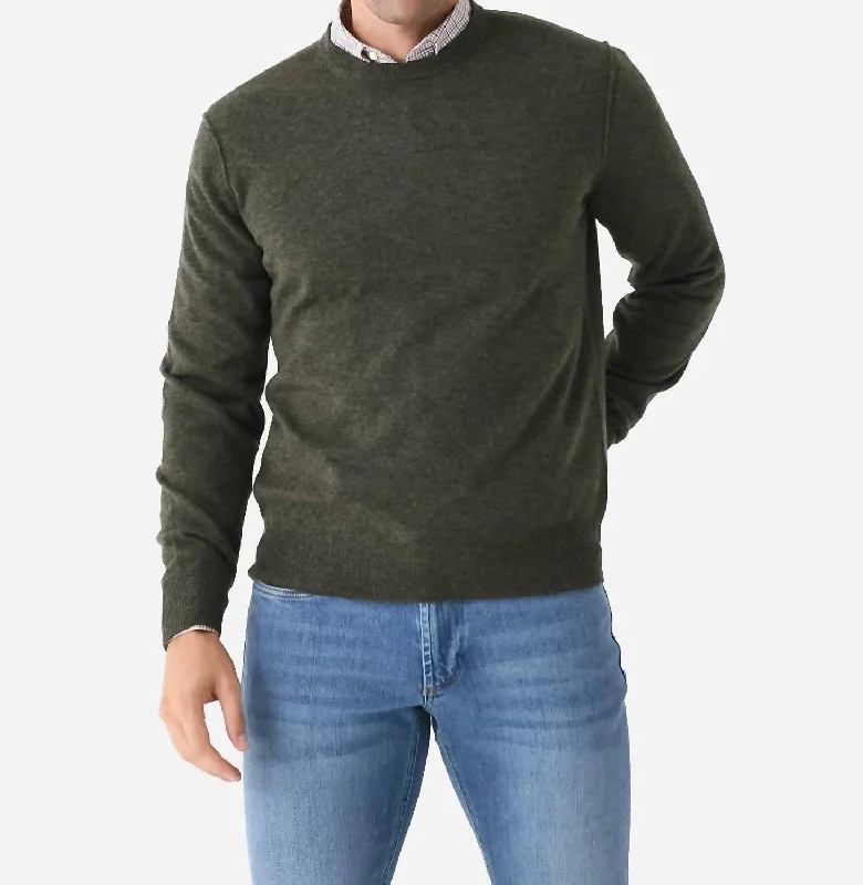 Men's Wool Cashmere Crewneck Sweater In Army