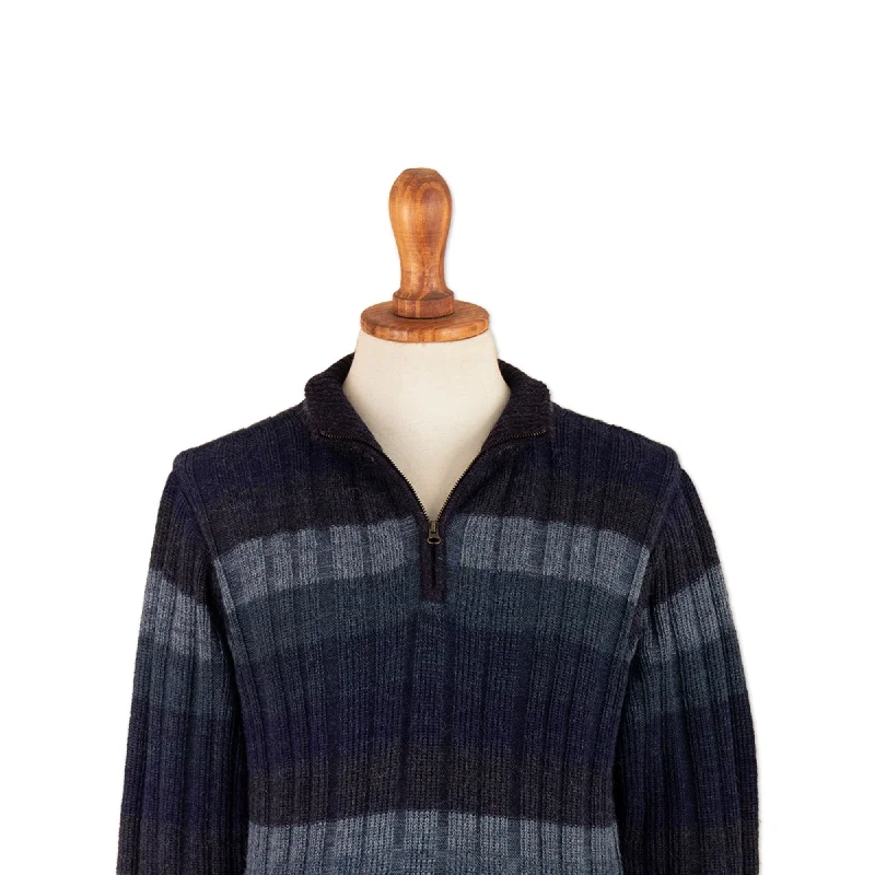 Novica Handmade Navy Traveler Mens Sweater