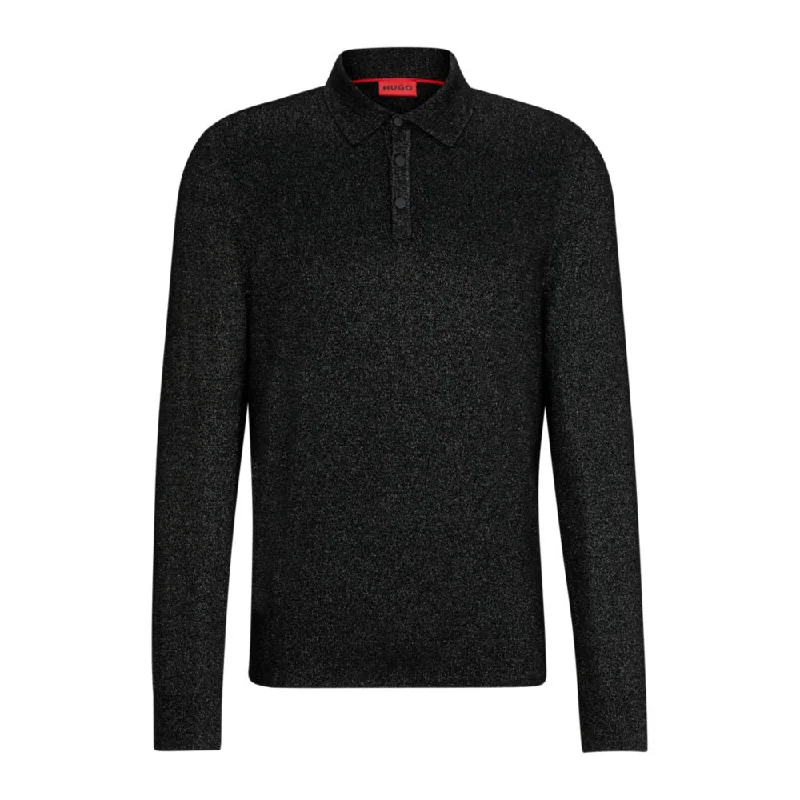 Relaxed-fit sparkle-effect polo sweater