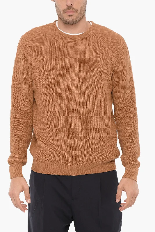 Roberto Collina Solid Color Cotton and Linen Crew-neck Sweater