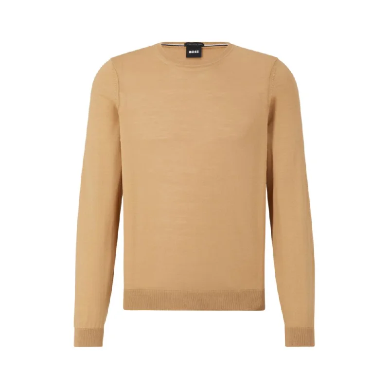 Slim-fit sweater in virgin wool with crew neckline