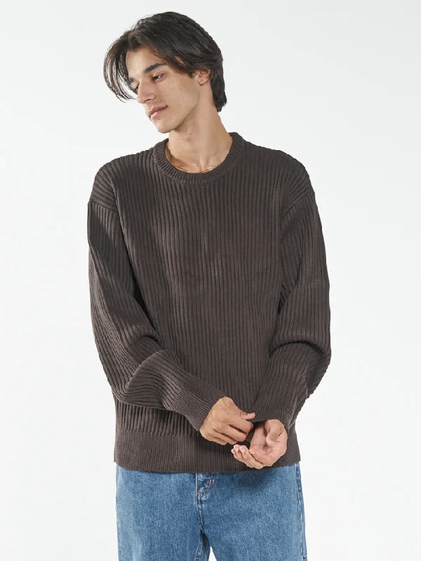 Thrills Union Rib Crew Knit - Postal Brown