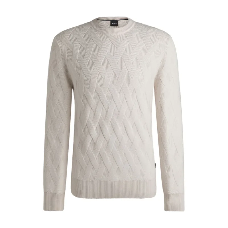 Wool regular-fit sweater with knitted structure