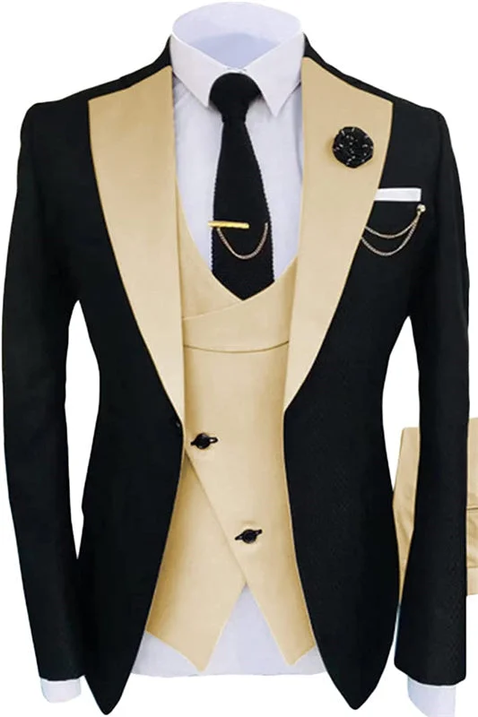 Champagne Shawl Lapel Three Pieces Prom Slim Fit Costume Made Tuxedo Party Singer Groom