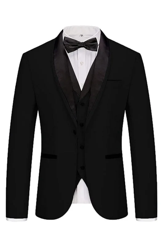 Formal Black Three Pieces Men Suits For Wedding Slim Fit Wedding Groom Prom Party