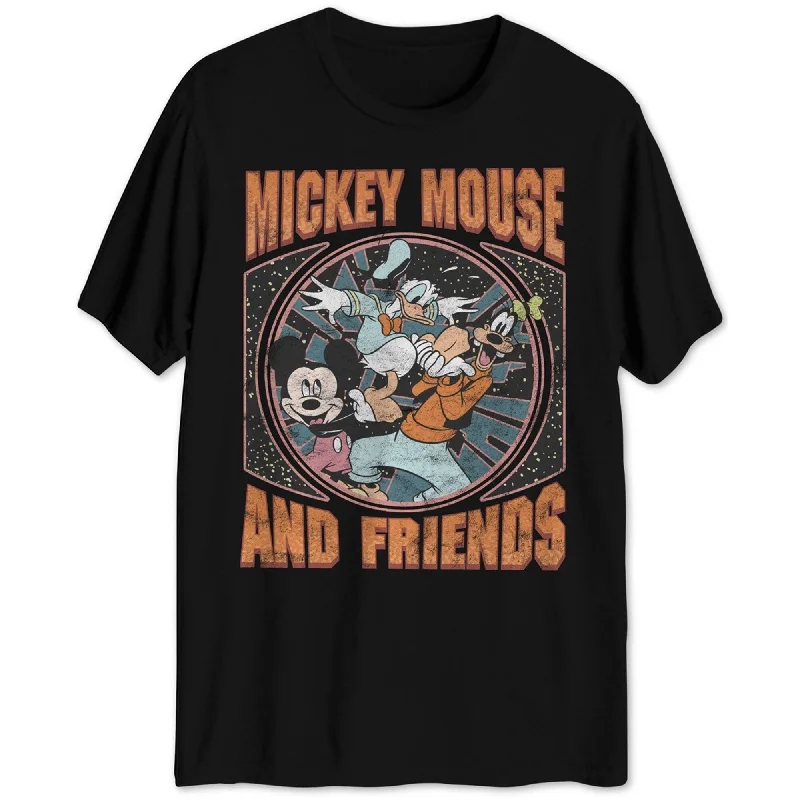 Jem Mens Mickey and Friends Graphic T-Shirt, Black, Medium