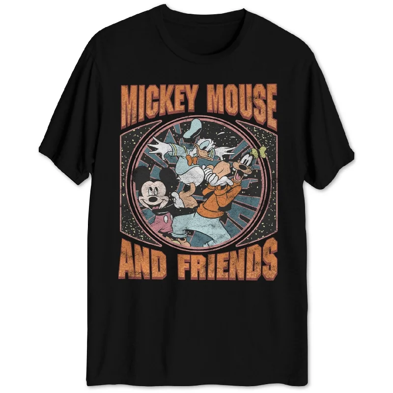 Jem Mens Mickey Mouse & Friends Graphic T-Shirt, Black, XLT